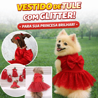 Vestido Para Cachorro Femea Pet Encantado vermelho para cachorro e gato em Oferta na Shopee