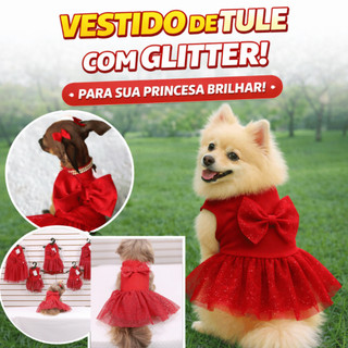 Vestido de Natal para Cachorro Fêmea Encantado Vermelho | Roupa Pet para Cães e Gatos