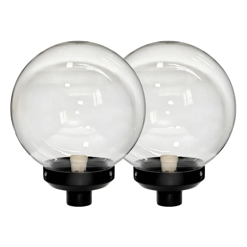 Globo 15x30 Acrílico Transparente Para Poste Com Base Preta, 2 Pcs