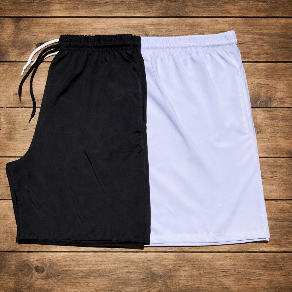 Kit 3 Shorts de Tactel LISA Com Elastano Masculino Básico Liso Moda Praia do P ao G1