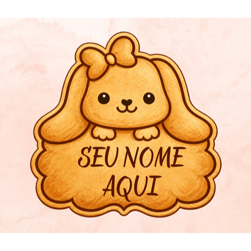 Cortador + Marcador Coelhinha com placa para personalizar com nome / marca