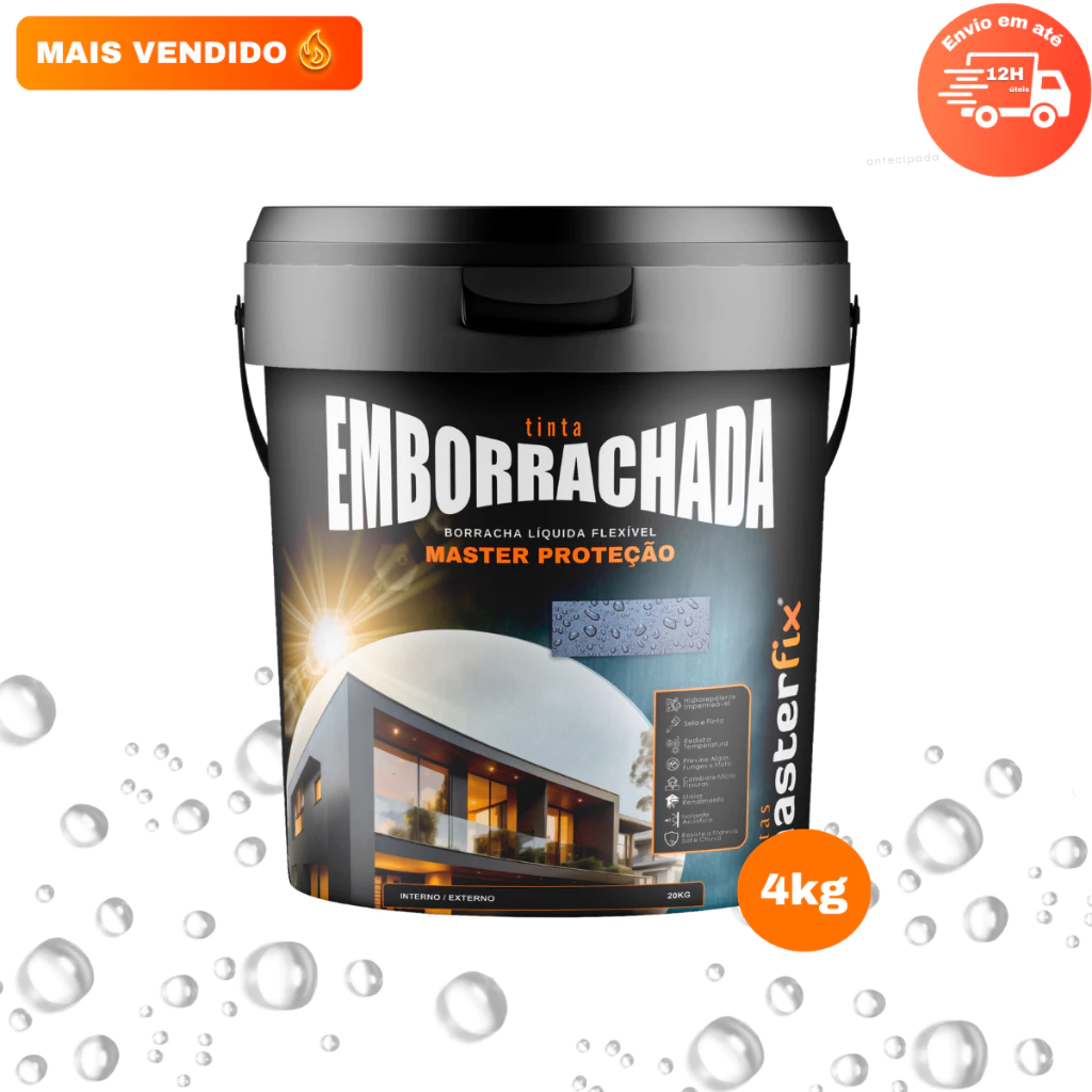 Tinta Emborrachada Impermeabilizante Borracha Líquida MasterFix 4KG TINTA DE PARADE - REBOCO - LAJE - PROTEJE — imagem 1