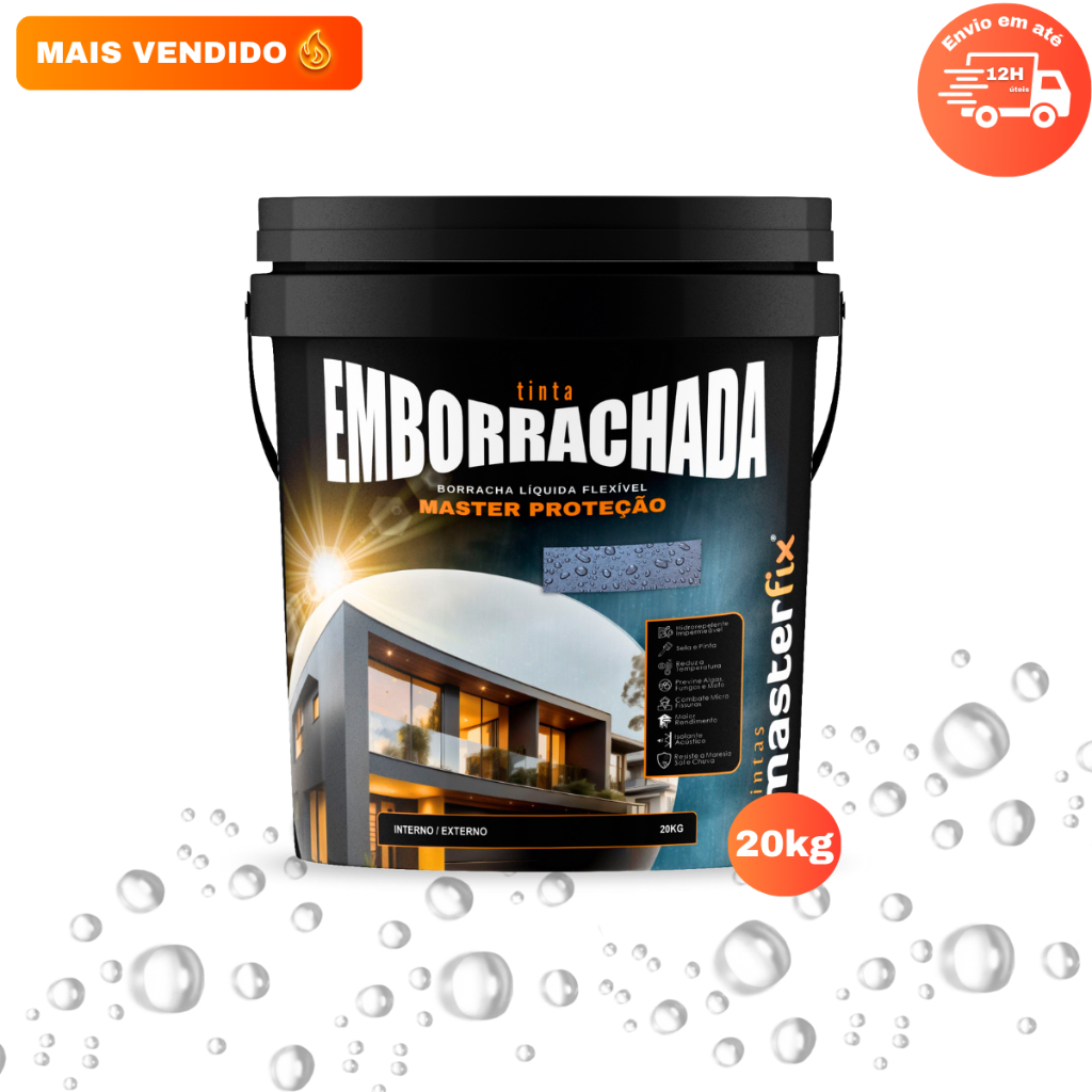 Tinta Emborrachada Borracha Líquida MasterFix 20KG TINTA IMPERMEABILIZANTE DE PARADE - REBOCO - LAJE - MASTER PROTEÇÃO