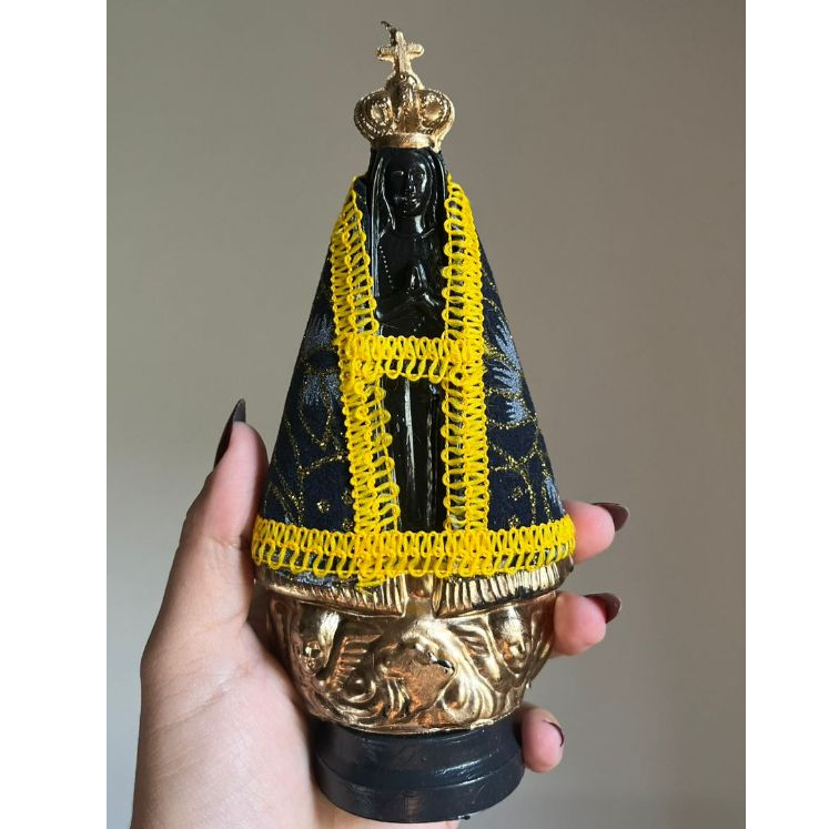 Imagem Nossa Senhora Aparecida 10cm - Plástico Manto Decorado Religiosa