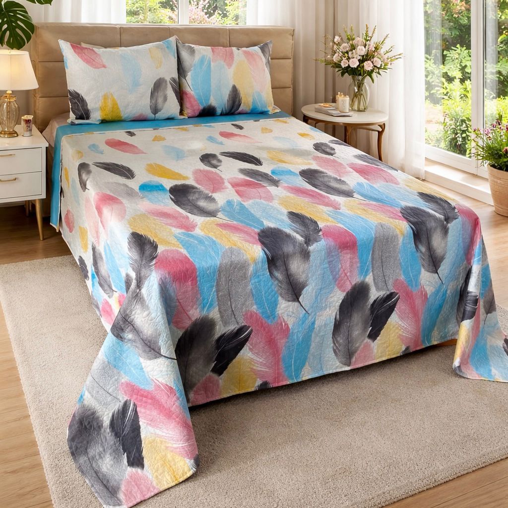 Cobre Leito Casal 3 Peças Casal Box Padrão C/ Fronhas