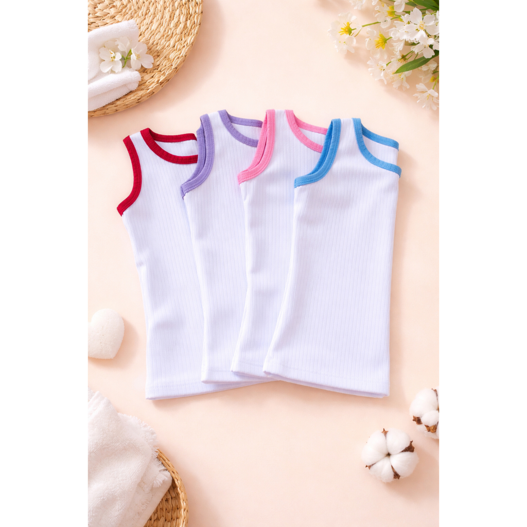 Kit 3 Regatas Básicas Menina Infantil Lisa – Malha Canelada, Fresquinhas e Confortáveis CORES SORTIDAS