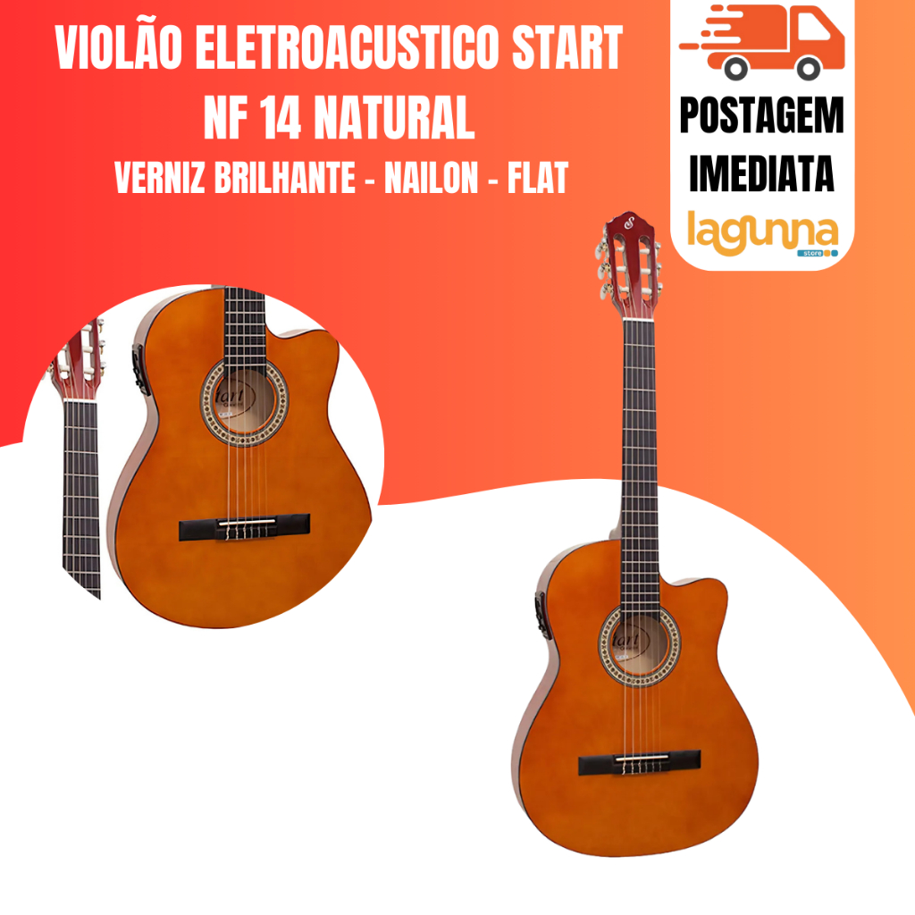 Violão Eletroacústica Giannini Start NF-14 CEQnatural Bordo Escurecido Verniz Brilhante em Oferta na Shopee
