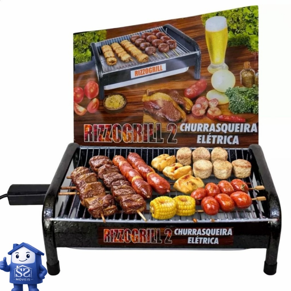 *DESCONTO* Churrasqueira Eletrica Portatil RizzoGrill - 120v ou 220v - Sem Fumaça
