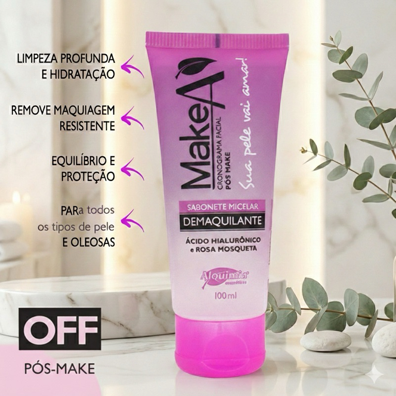 Sabonete Facial Demaquilante MakeA 100ml Remove Maquiagem e Limpa a Pele Uso Diário