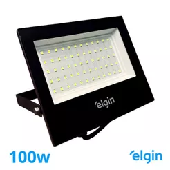 KIT Refletor LED 100W Elgin Branco Frio 6500k IP66 Super Luminoso Econômico e Resistente