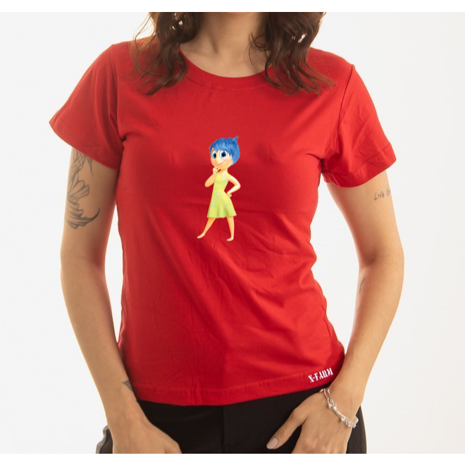 Camiseta T Shirt Feminina 100% Algodão Estampa Alegria Divertidamente Super Confortavél