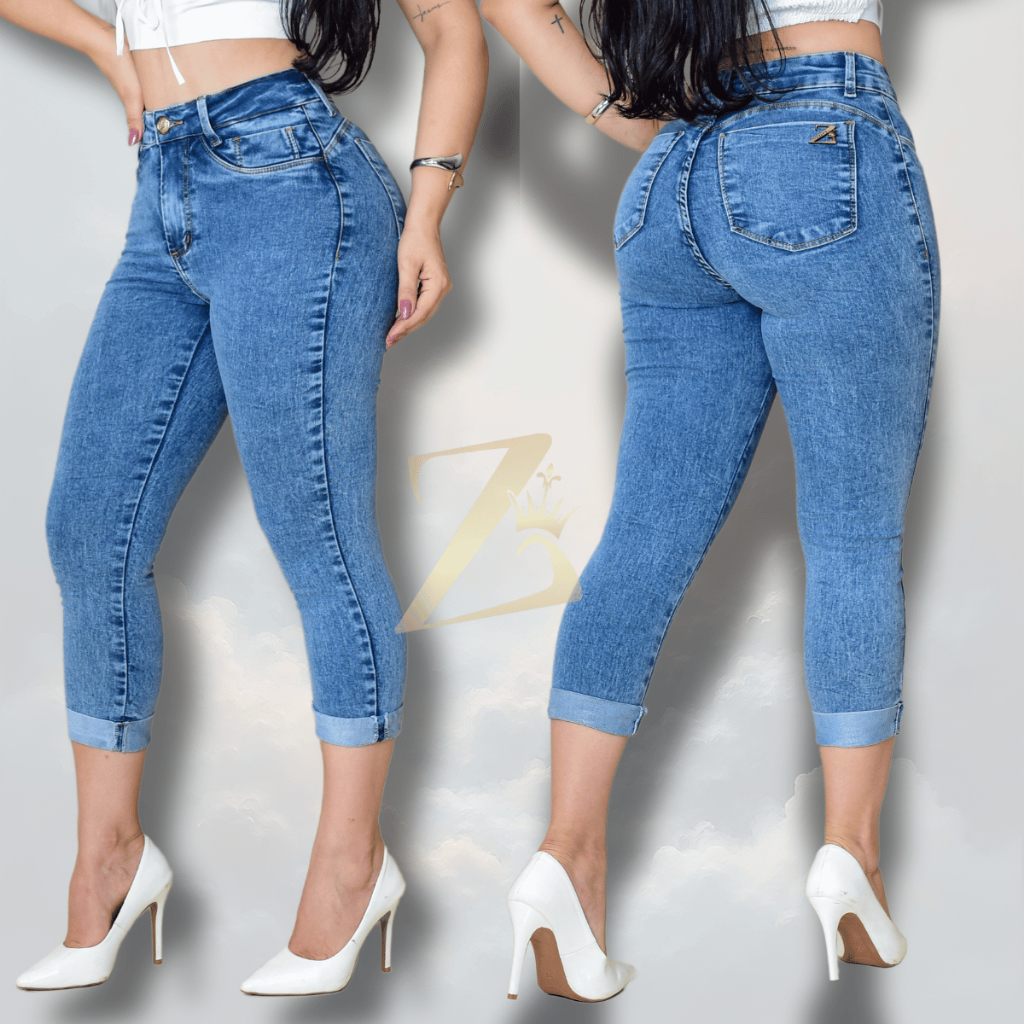 Calca Capri Cigarrete Jeans com Elastano Barra Dobrada Feminina Elegante Empina Bumbum em Oferta na Shopee