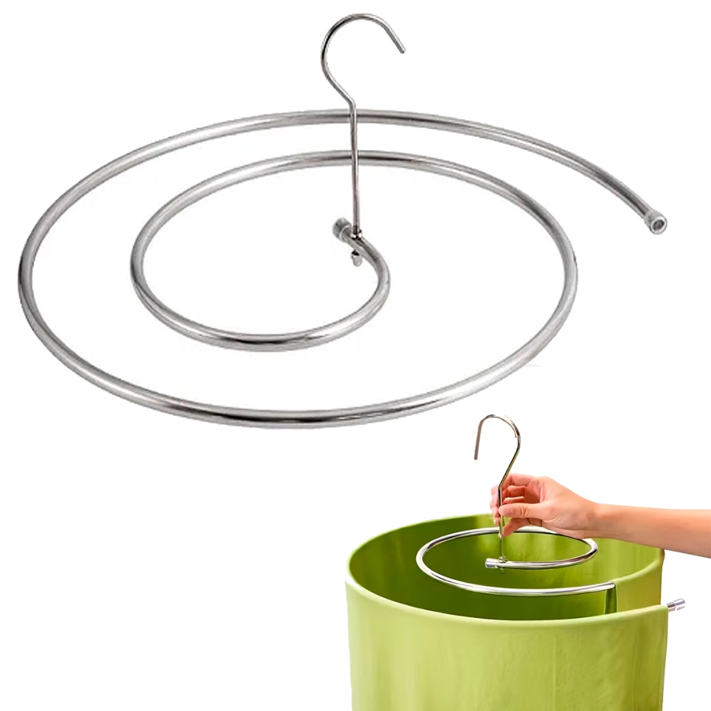 Varal Cabide Espiral Cromado 43cm Para Lençol Toalha Roupa de Cama Até 2m Cromado Otimizador de Espaços