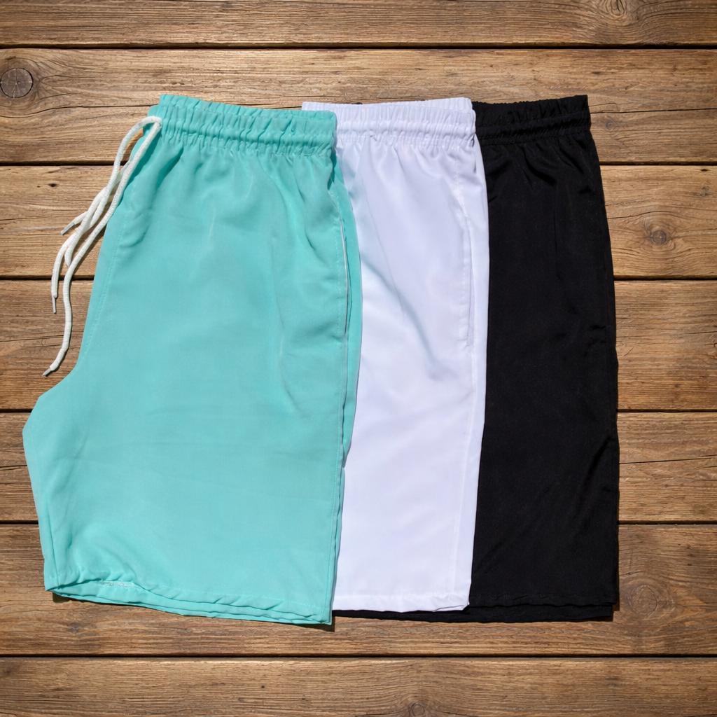 KIT COM 3 Short Masculino Tactel Premium Drifit Com Elastano Bermuda Praia Moda Verão Fitness - ENTREGA EM ATÉ 6H