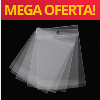 Kit 100/500 Unidades Saco Saquinho Adesivado C/ Com Furo Transparente Plástico Diversos Tamanhos em Oferta na Shopee