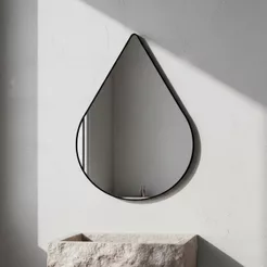 Espelho Retrô Pinterest Orgânico Decorativo Grande 64x44cm Borda em Couro 3cm - Mod. Gota