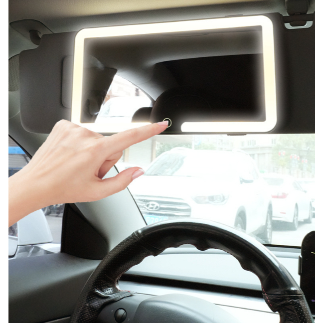 Espelho De Maquiagem LED Para Carro Com Ajuste De Três Engrenagens Placa De Viseira Solar Traseiro Intern TYPE C