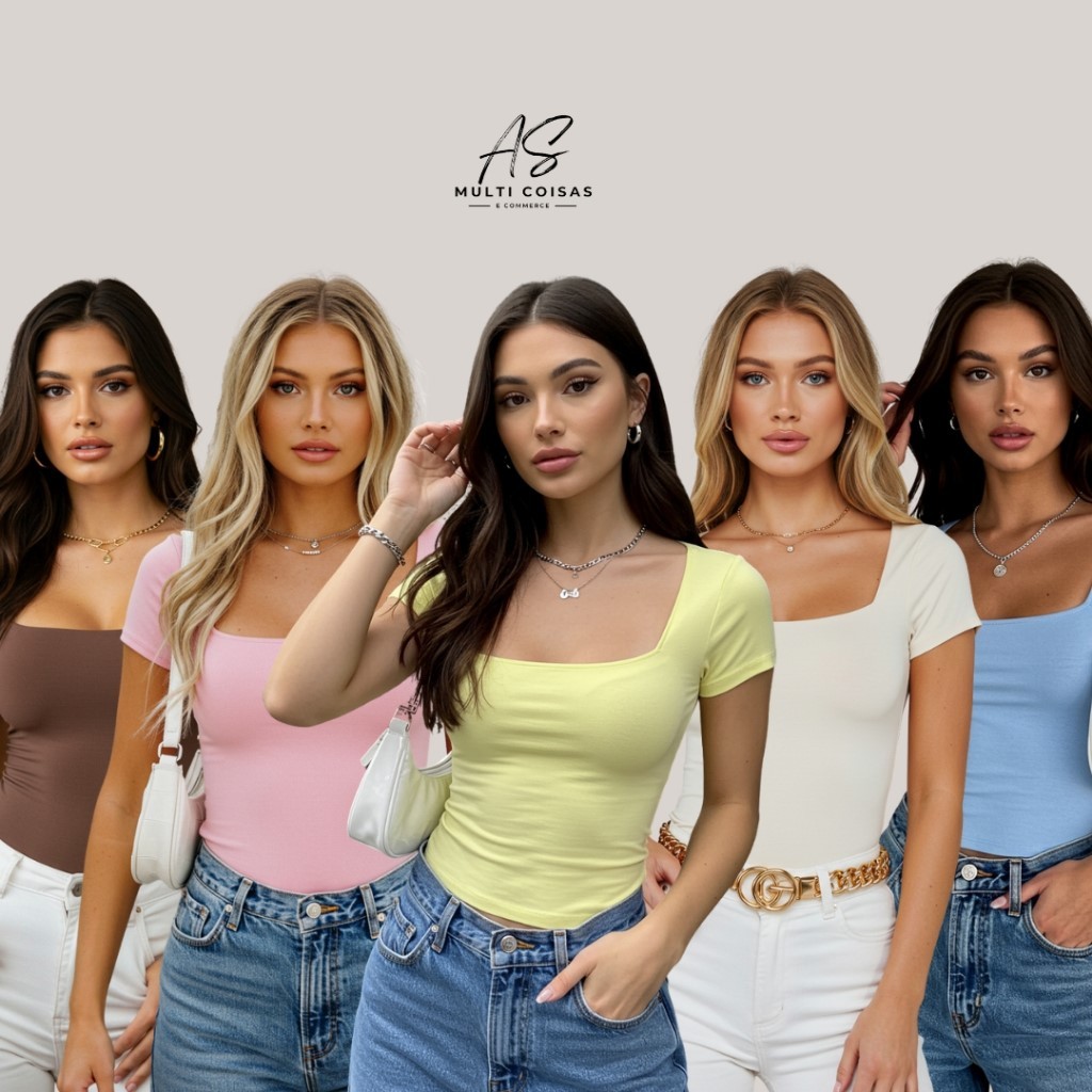 Blusinha baby look kit com 3 dia a dia e casual escola faculdade tecido suplex em Oferta na Shopee