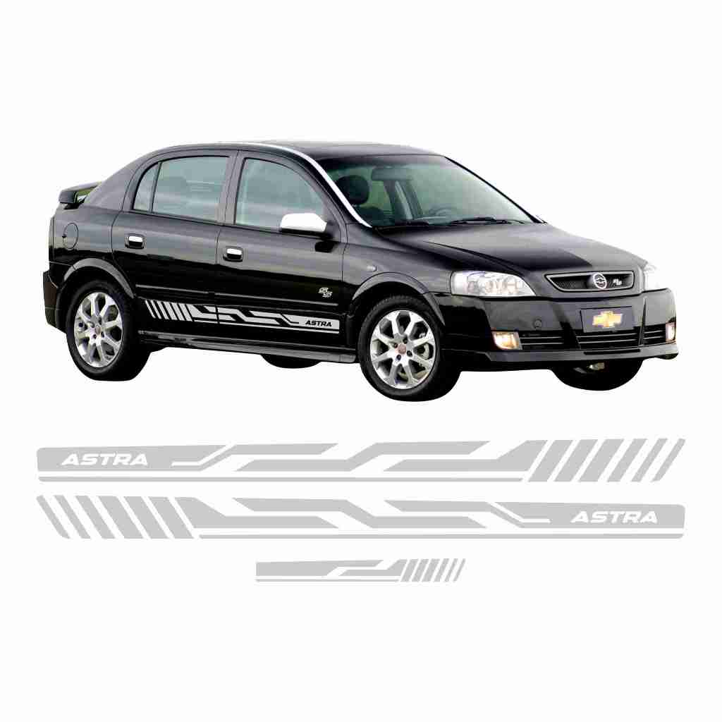 Adesivos Astra Faixa Lateral e Traseira Hatch Ou Sedan Acessorios Personalizado Prata Ch187