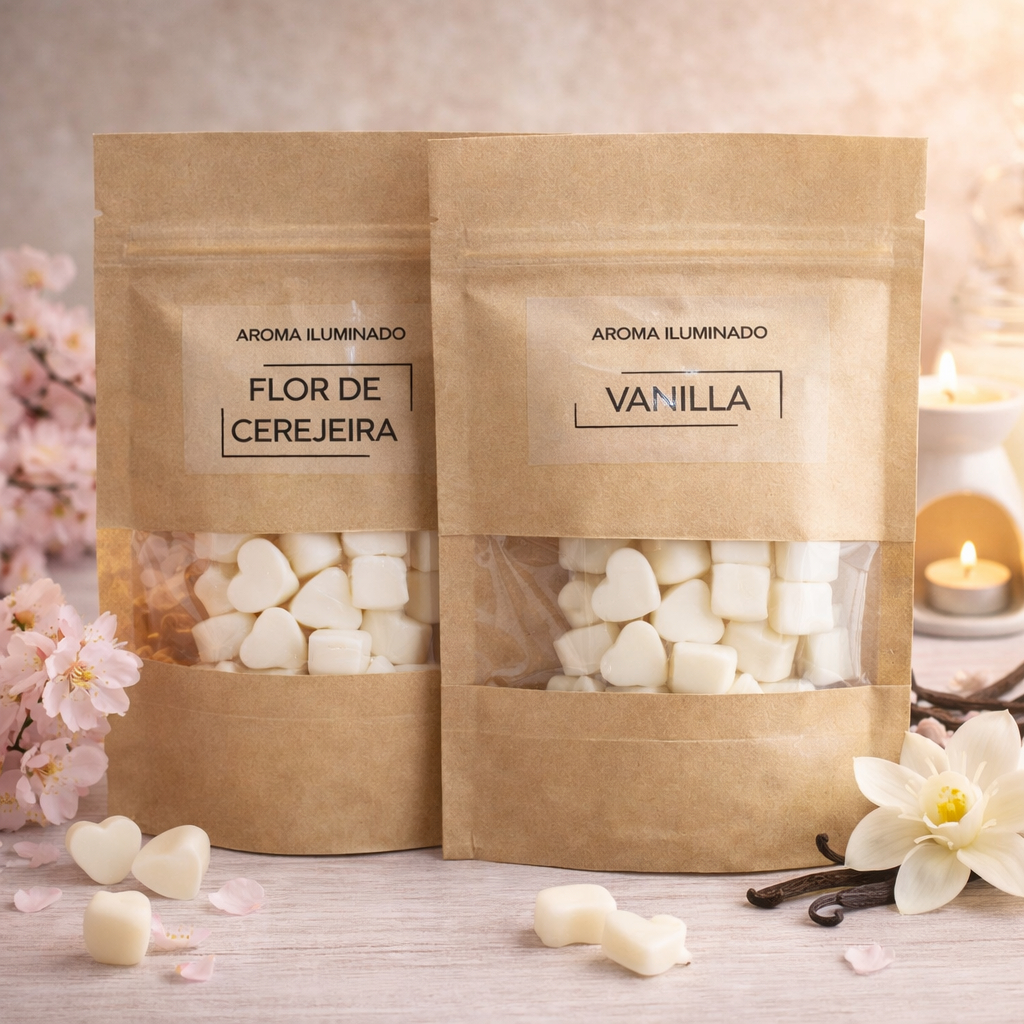 Wax Melts Pastilhas Aromáticas 25g Formato Coração Para Difusor Aromatizante Cera de Côco
