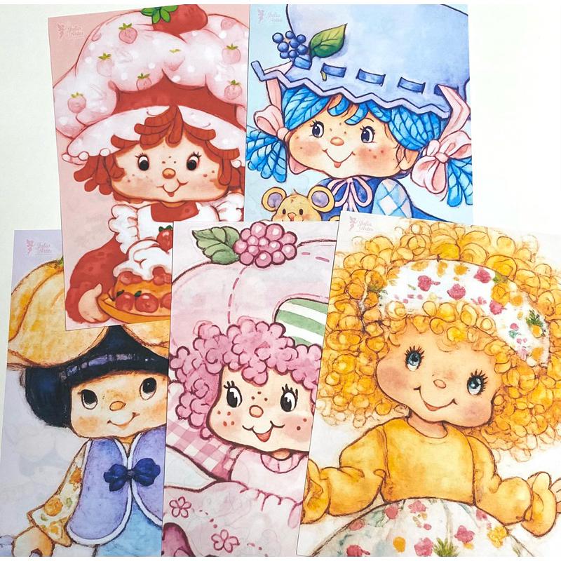 kit lindos 5 papéis de carta vintage grandes da moranguinho e suas amigas