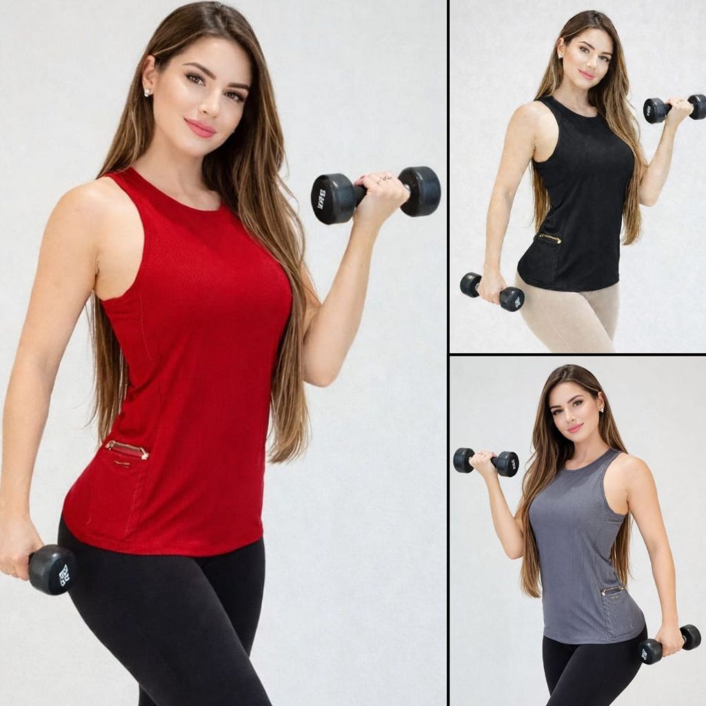 Regata Feminina Dry Fit Bolso Lado } Academia Blusas Tapa Bumbum Tule Camiseta Top T-shirts Baby Look Leggings Fitness em Oferta na Shopee