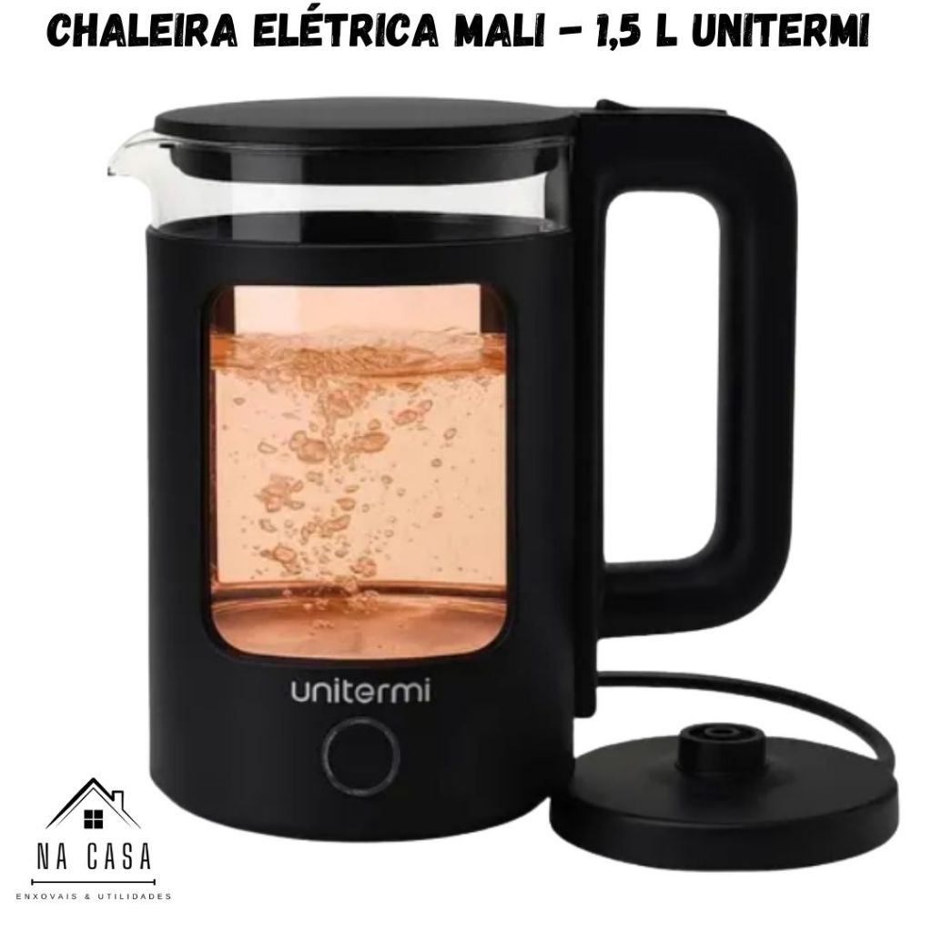 CHALEIRA ELETRICA MALI - 1,5L - PRETA  INOX  VIDRO