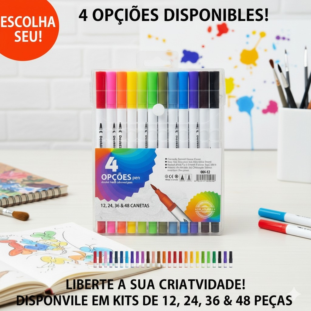 Kit de Canetinha Hidrográfica Dual Brush Colours Varias Opções em Oferta na Shopee