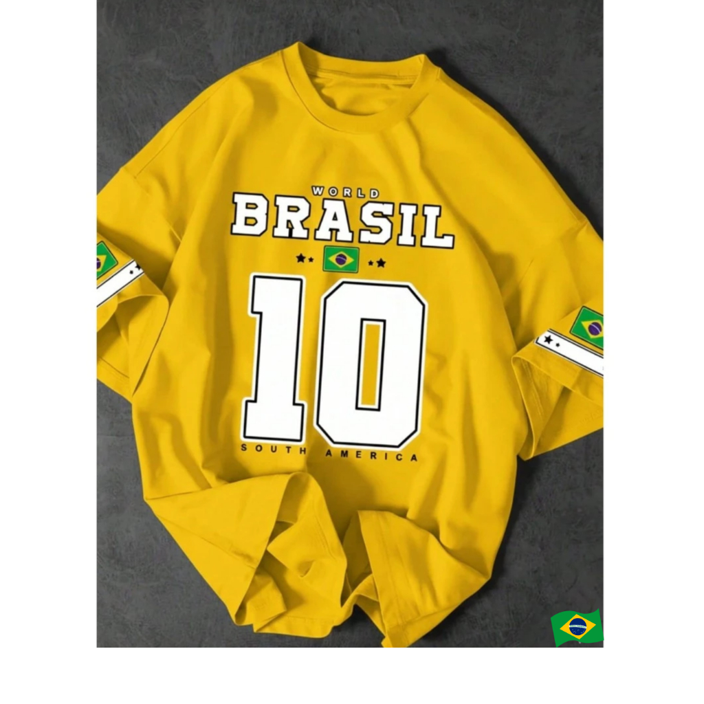 Blusa Camiseta Estampa Linda Brasil 2026 Copa Futebol 100% Algodão Premium Manga Curta Fio 30.01 em Oferta na Shopee