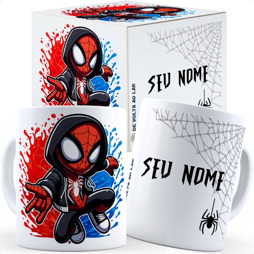 Caneca Homem Aranha Com Nome - Caixa Personalizada em Oferta na Shopee