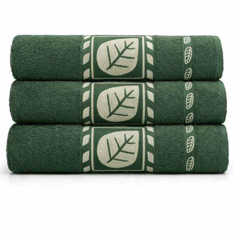 Kit 3 Toalhas De Banho Luxo Gigante Elegante Grossa Macia 70x140cm Algodão Folha Verde em Oferta na Shopee