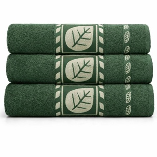 Kit 3 Toalhas De Banho Luxo Gigante Elegante Grossa Macia 70x140cm Algodão Folha Verde em Oferta na Shopee