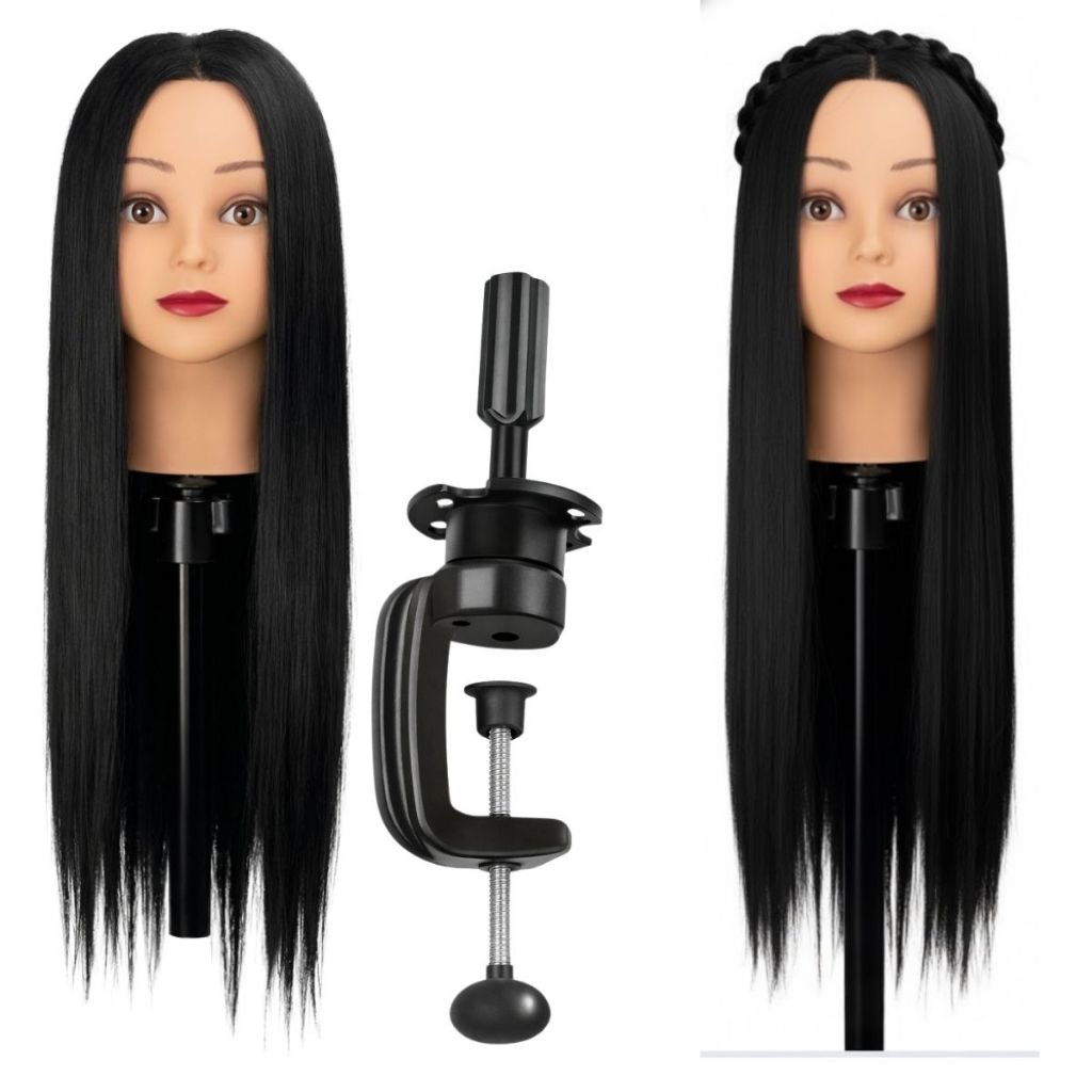 Cabeça De Treino Cabelo Orgânico P/cortes Penteados +suporte em Oferta na Shopee