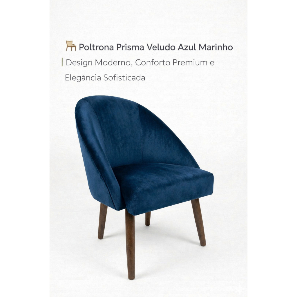 🪑 Poltrona Prisma Veludo Azul Marinho | Design Moderno, Conforto Premium e Elegância Sofisticada