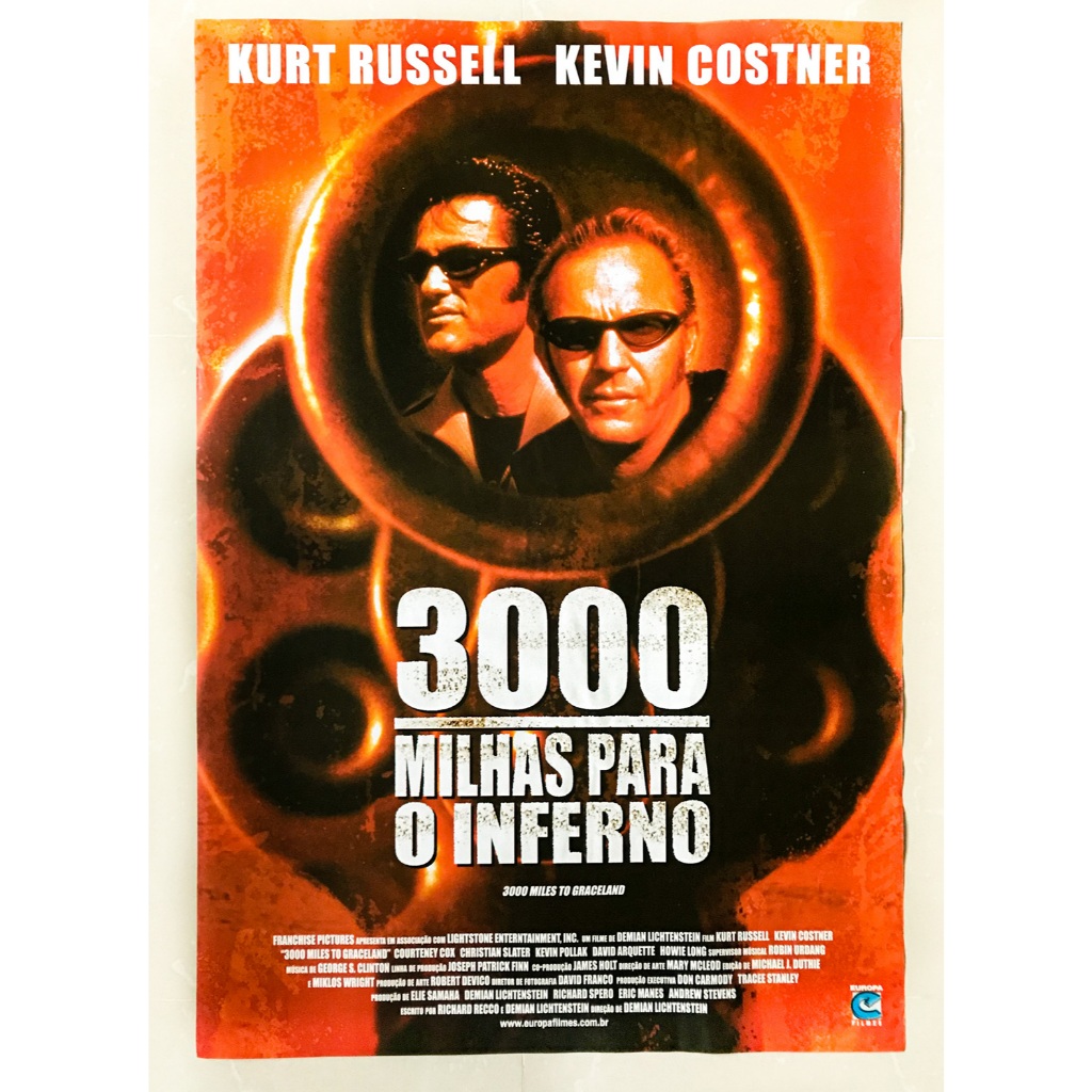 PÔSTER 3000 Milhas Para o Inferno - Kurt Russel Kevin Costner - Original de Locadora - 94cm x 64cm - Cartaz Filme