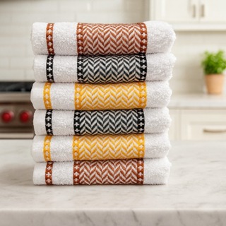 Kit Toalha de Copa 100% Algodão Barra Decorada Super Absorção em Oferta na Shopee