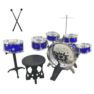 Bateria Infantil Com Banquinho Importway Azul 5 Tambores em Oferta na Shopee