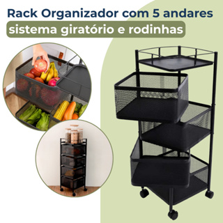 Organizador Fruteira Cesto Giratório 5 Andares Com Rodinhas Casa Cozinha em Oferta na Shopee
