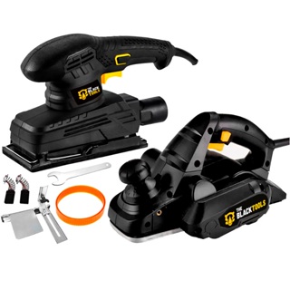 Plaina Elétrica Manual 780W Elétrica Cor Preto + Lixadeira Orbital De Folha 150W 1/3" The Black Tools em Oferta na Shopee