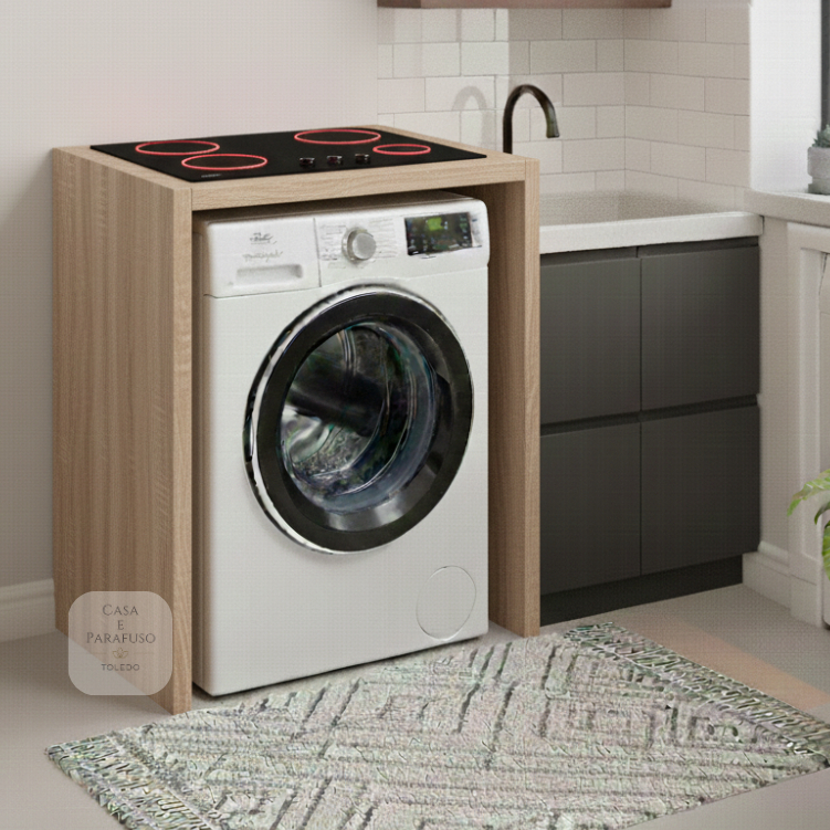 Bancada Balcão Lavanderia p/ Embutir Lava e Seca