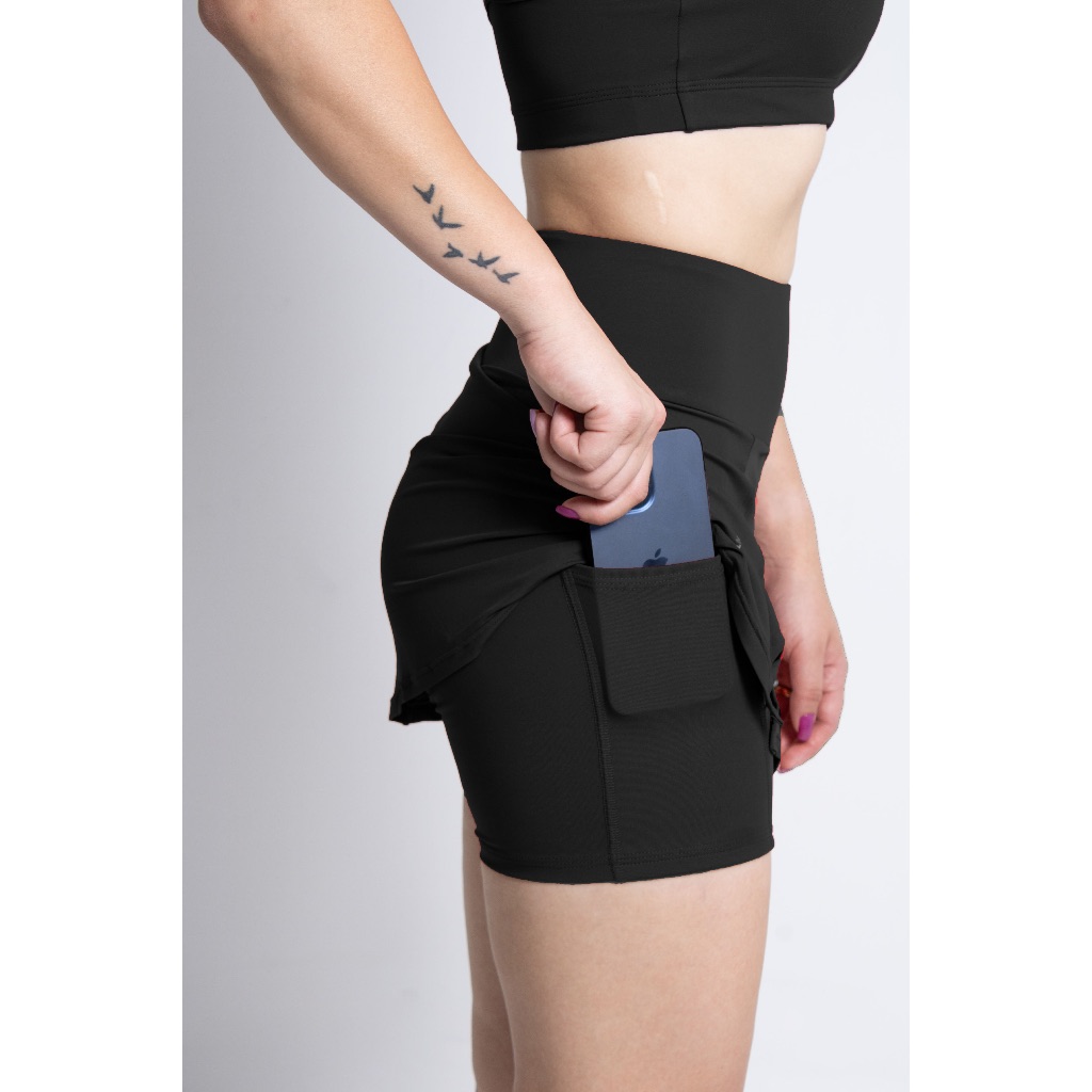 Short Saia Fitness com Bolso Suplex Roupa Feminina Academia Corrida em Oferta na Shopee