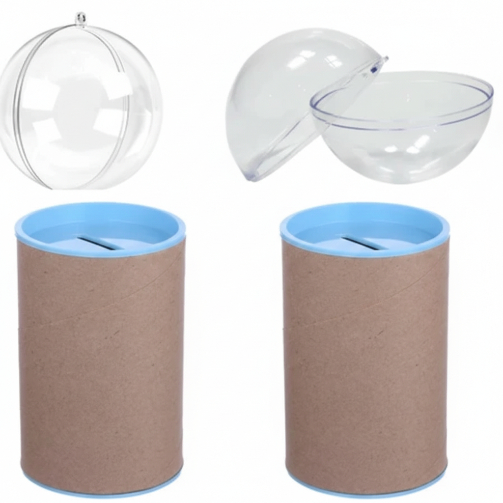 Combo Festa Cofre Duplo: 10 Cofrinhos  10x6cm + 10 Esferas Acrílicas 6,5 cm para Personalizados