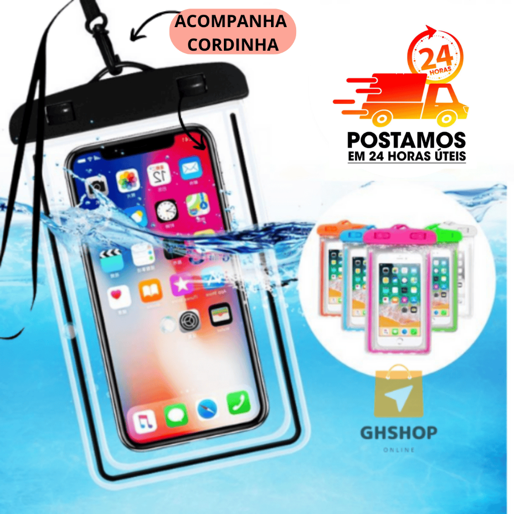Kit Capa Capinha Aprova Dágua Bolsa Impermeável Universal Para Celular em Oferta na Shopee