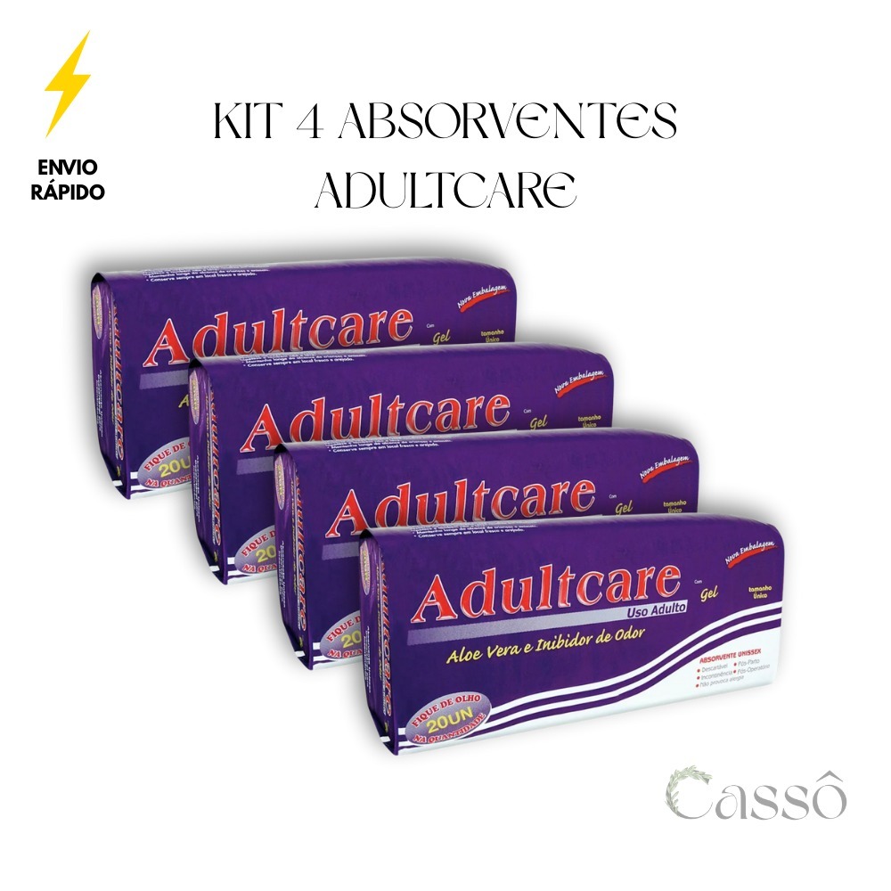 Kit 4 Absorventes Geriátricos Adultcare Proteção Pós Operatório Pós Parto Para Incontinência Urinária Uso Adulto Casa Ho em Oferta na Shopee