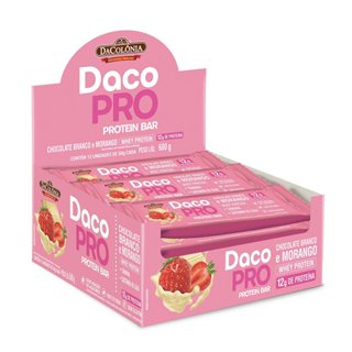 DacoPro Protein barra sabor morango e chocolate branco Dacôlonia c/ 12un em Oferta na Shopee