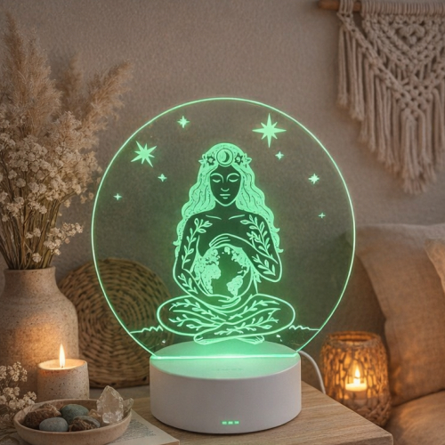 Imagem Luminária Gaia Mãe Terra Místico - Luminária Led - Decoração para quartos Luminária - Decoração zen