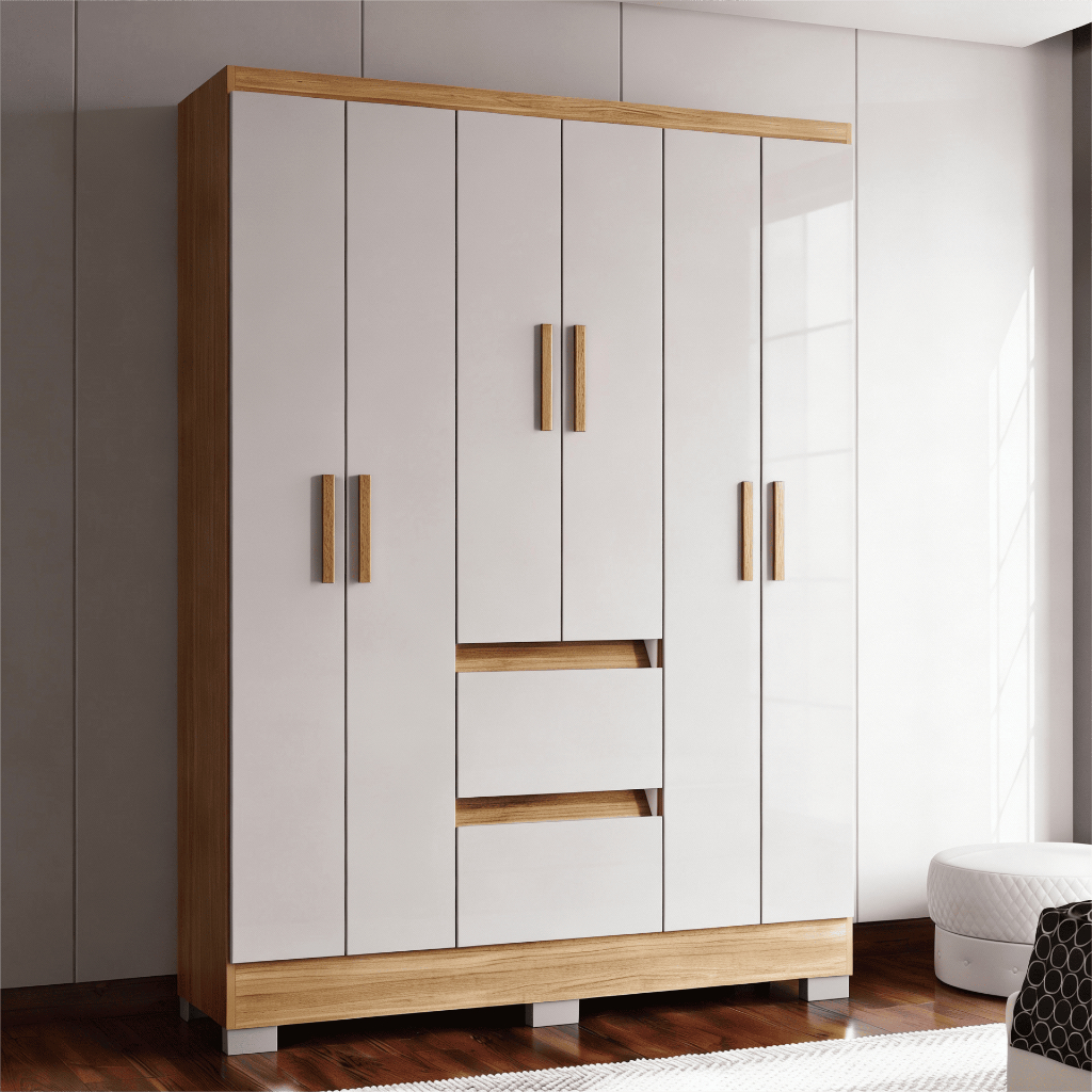 Guarda Roupa Napoles 6 Portas 2 Gavetas Poquema em Oferta na Shopee