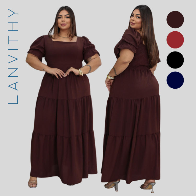 Vestido Feminino Longo Plus Size Festa Formatura Casamento Evangélico em Oferta na Shopee