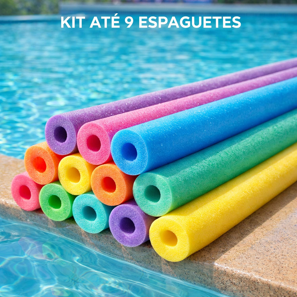Kit 3/6/9 Unid. Boia Espaguete Flutuante Piscina Cores Vivas Resistente e Leve 1,65m Alta Flutuação em Oferta na Shopee