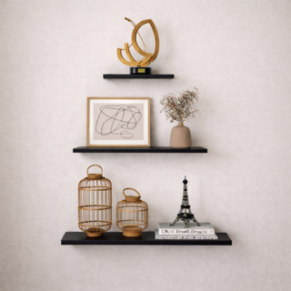Kit 3 Prateleira Preta 100% MDF Decorativa Premium Luxo - 40/30/20 x 10cm em Oferta na Shopee